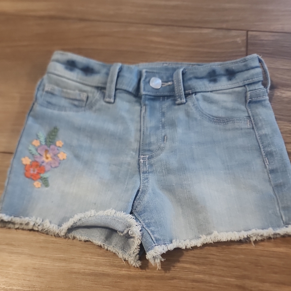 jumping beans Light Blue Denim Shorts with Floral Embroidery